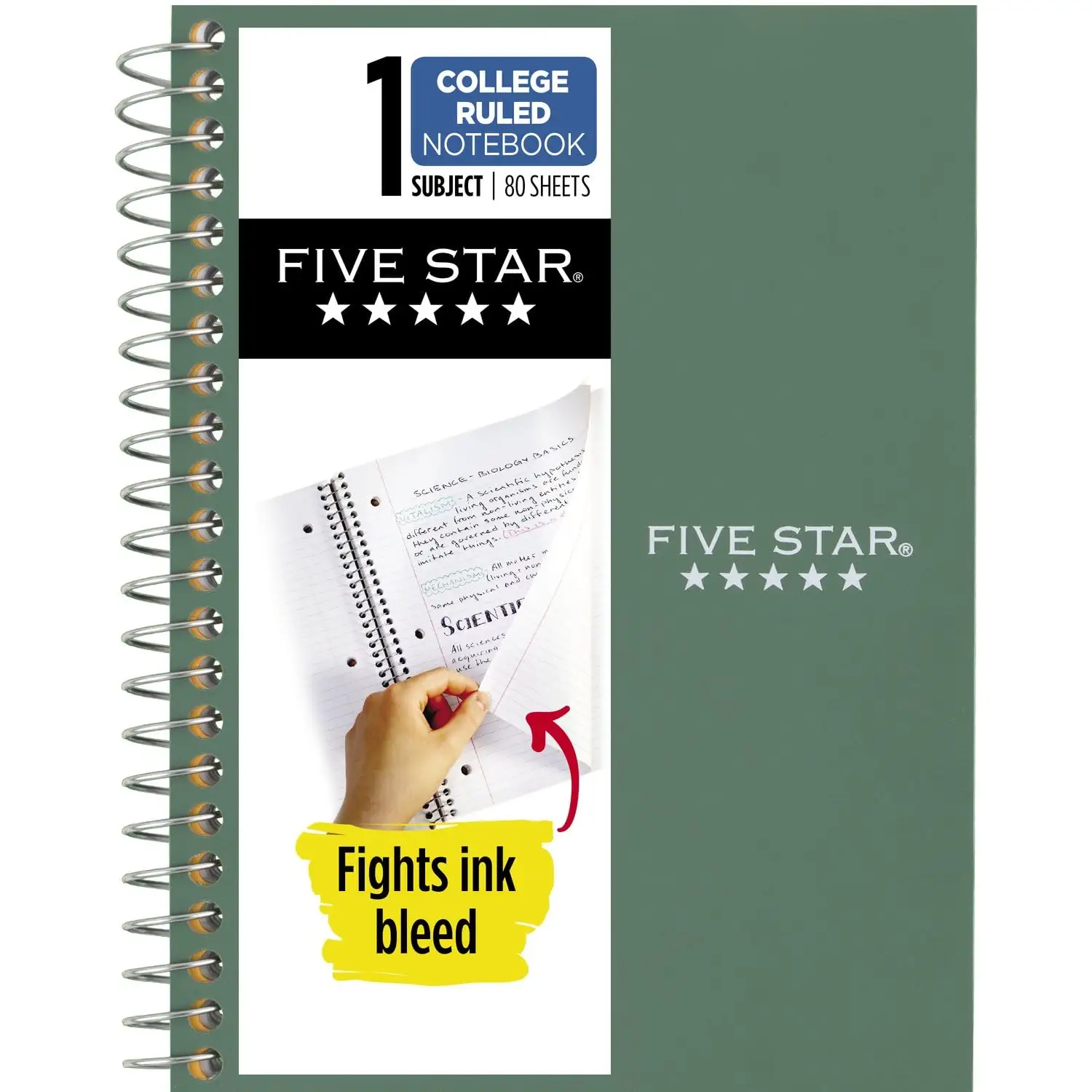 Five Star Spiral College Ruled Notebook (7" x 4-3/8, 80 Sheets)