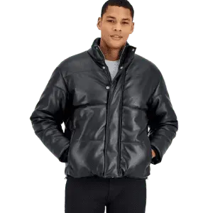 INC Men's Quilted Faux-Leather Puffer Jacket