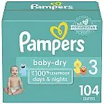 104 count Pampers Baby Dry Extra Protection Diapers Super Pack Size 3