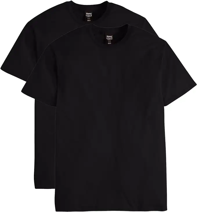 2-Pack Hanes Men's Nano Premium Cotton Short Sleeve T-Shirt (Black)