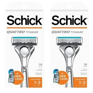 Schick Quattro Titanium Razor 2-Pack w/ 6 Refills