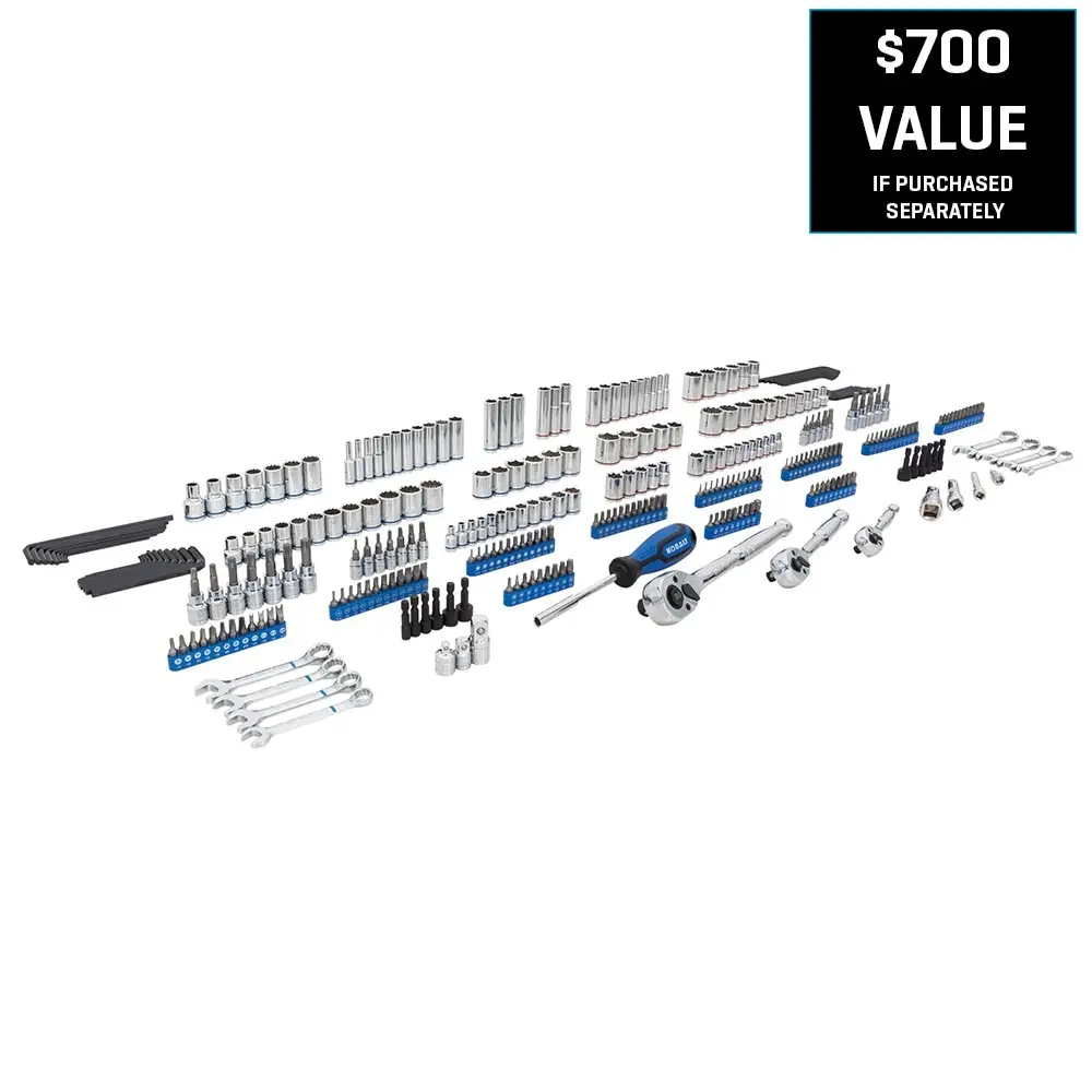 320-Piece Kobalt Standard (SAE) & Metric Polished Chrome Mechanics Tool Set