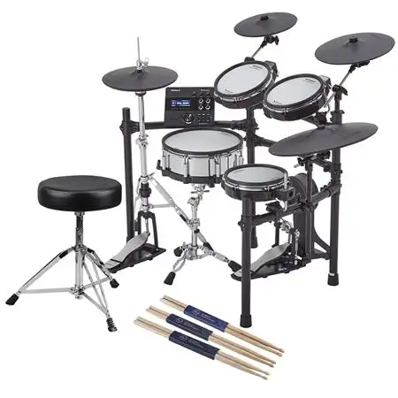 Roland TD-27KV Gen 2 V-Drums Electronic Drum Kit w/ 3x Sets of Drumsticks + Throne