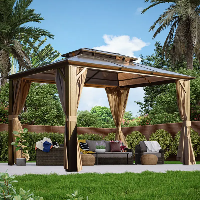 Erommy Double Roof Aluminum Patio Gazebo w/ Netting: 12'x16' $856 or 10'x13'