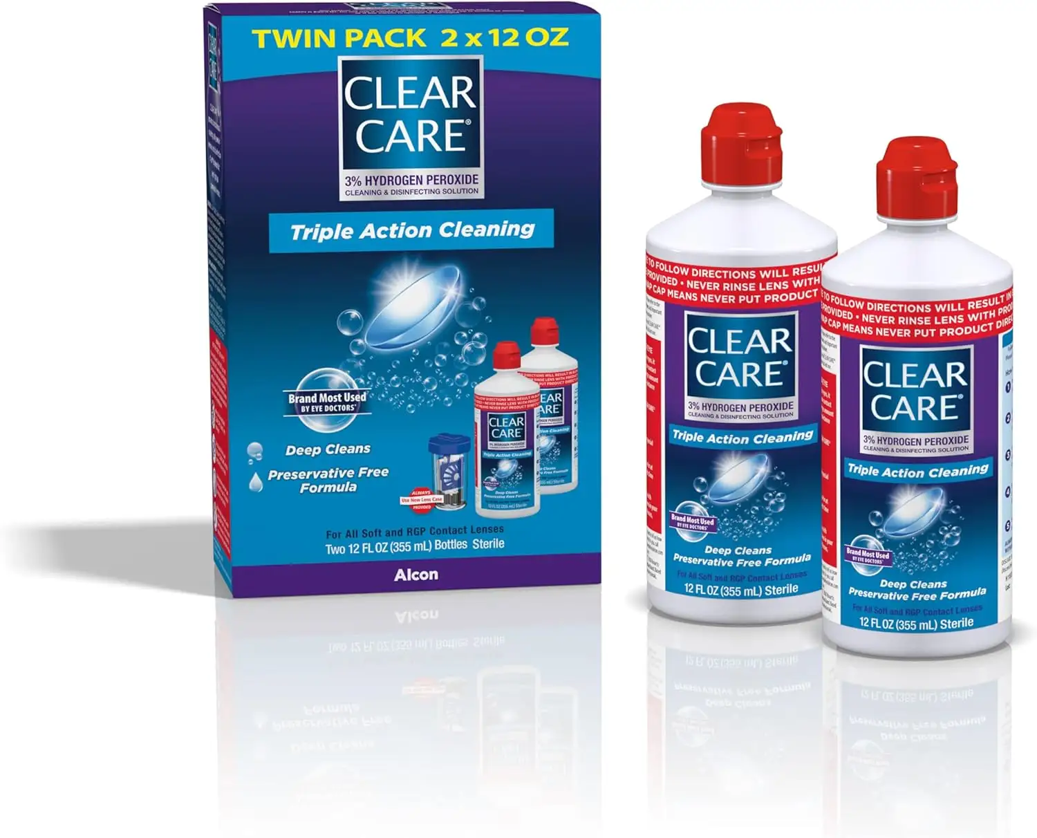 2-Pack 12-Oz Clear Care Cleaning & Disinfecting Solution w/ Lens Case