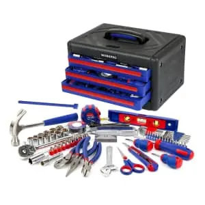 WorkPro 125-Piece Mechanic's Tool Set w/ 3-Drawer Tool Box