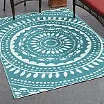 Mainstays 5' x 7' Teal Global Medallion Reversible Plastic Indoor Outdoor Area Rug