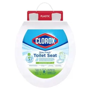 Clorox Antimicrobial Round Stay Fresh Plastic Toilet Seat w/ Easy-off Hinge