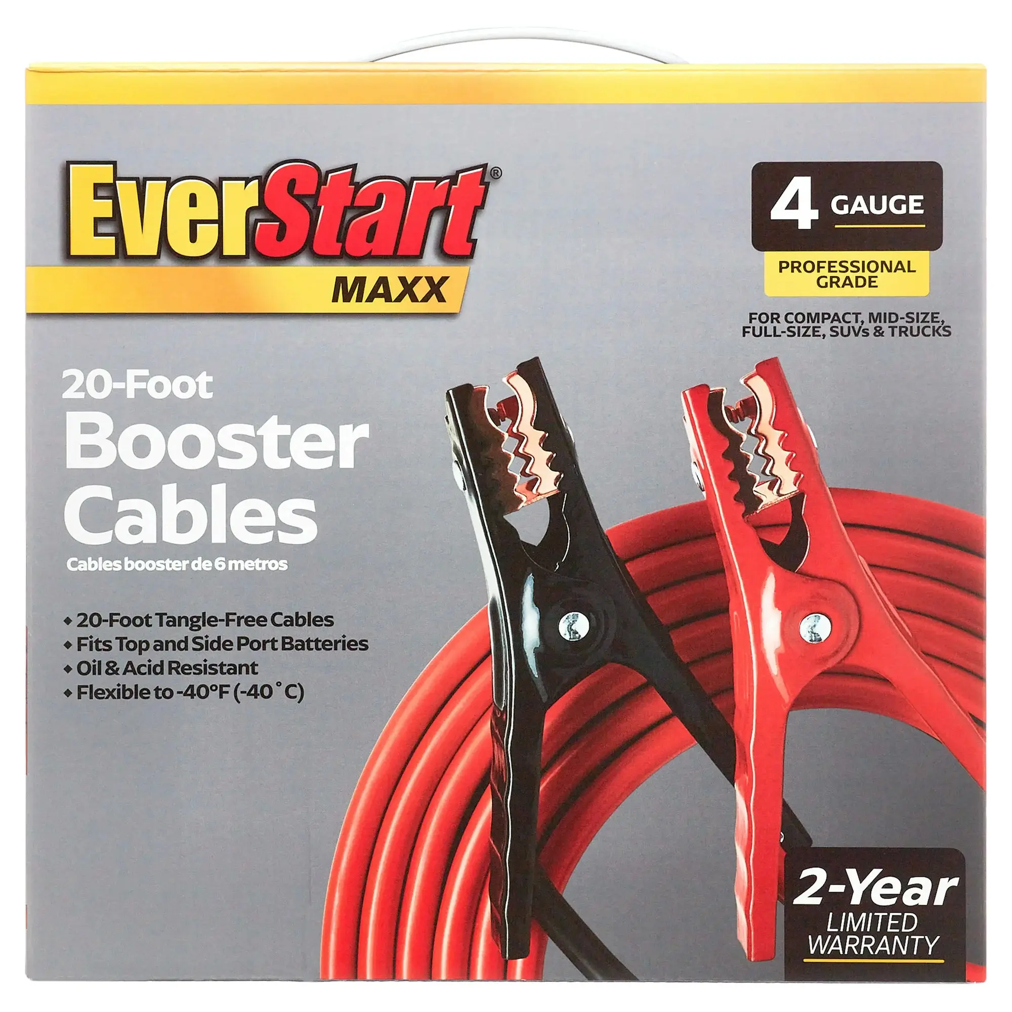 20' EverStart Maxx 4-Gauge Automotive Booster Jumper Cables