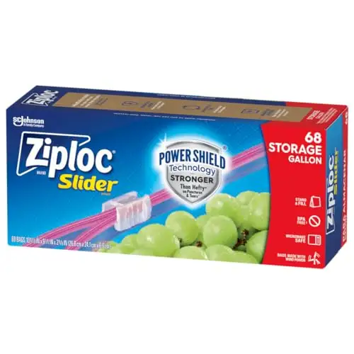 Ziploc 滑动封口 1加仑容量 食物保鲜袋，68个