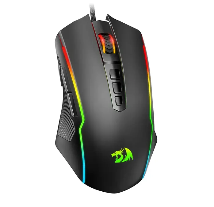 REDRAGON - M910-K Wired Gaming Mouse, 8000 DPI Optical Sensor, RGB, 9 Programmable Macro Buttons, Fire Button for PC/Mac/Laptop - Black