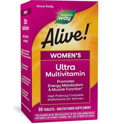 Nature's Way Alive! Once Daily Women's Multivitamin, Ultra Potency, Food-Based Blends (240mg per serving), 60 Tablets, only$11.87