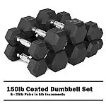 CAP 150lb Rubber Hex Dumbbell Set