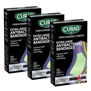 Curad Ironman Performance Series 10-Count Extra-Large Antibacterial Bandages 3-Pack