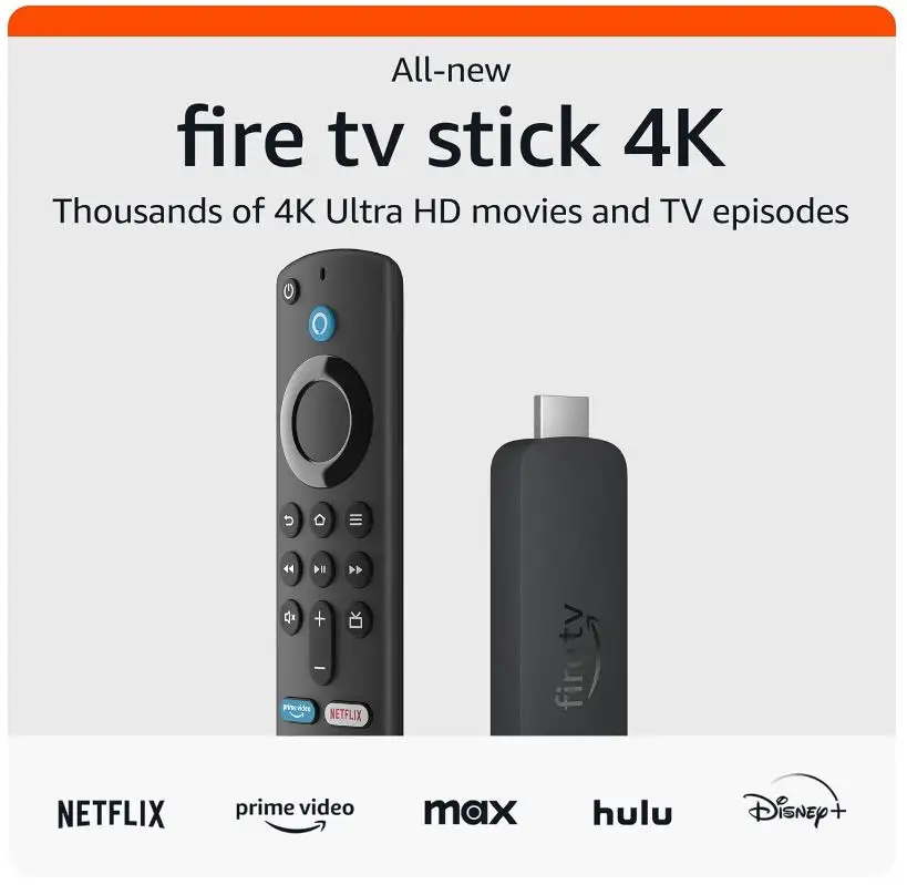 Amazon Fire TV Stick 4K (newest model) with AI-powered Fire TV Search, Wi-Fi 6, stream over 1.5 million movies and shows, free & live TV