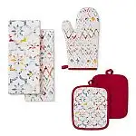 5-Pc Mainstays 100% Cotton Oven Mitt Set w/ Towel & Pot Holders