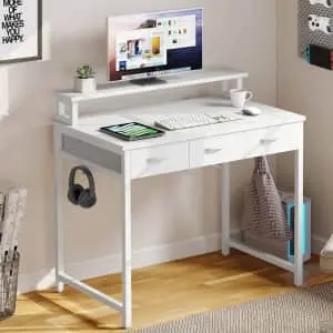 Yitahome 32" 3-Drawer Small Computer Desk with Monitor Stand and Hooks