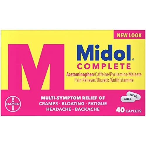 Midol Complete, Menstrual Period Symptoms Relief Including Premenstrual Cramps, Pain, Headache, and Bloating, Caplets, 40 Count,, only $6.45