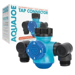 Aqua Joe Outdoor Faucet and Dual Garden Hose Tap Connector