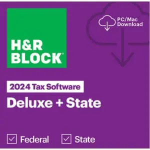 H&R Block Tax Software Deluxe + State 2024 for Windows/Mac