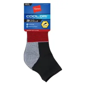 Hanes Men's Cool Dri Ankle Socks 3-Pack