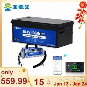 DC House 36V 100Ah Lithium Golf Cart Battery with Charger