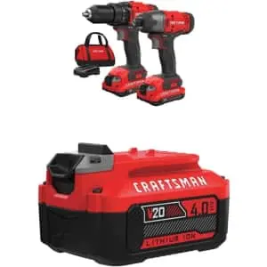 Craftsman V20 Max Cordless Drill / Impact Driver Combo Kit + Extra Li-Ion Battery Bundle