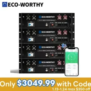 Eco-Worthy 20.48kWh 48V 100AH Server Rack LiFePO4 Lithium Battery 4-Pack