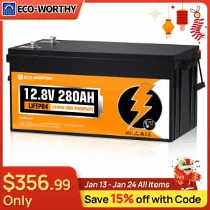 Eco-Worthy 3,584Wh 12V 300Ah LiFePO4 Lithium RV Home Battery