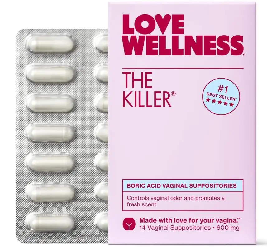 Love Wellness Boric Acid Suppositories for Women, The Killer | Vaginal Suppository for Healthy pH Balance & Odor Control | Hygiene Products for Discomfort | Intimate Feminine Health