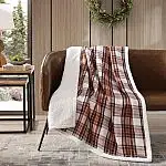 60" x 50" Eddie Bauer Reversible Flannel/Faux Shearling Throw Blanket