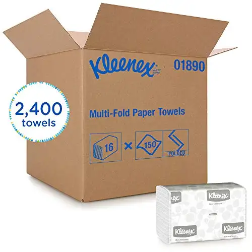 Kleenex Multifold Paper Towels (01890), White, 16 Packs / Case, 150 Tri Fold Paper Towels / Pack, 2,400 Towels / Case, $37.61