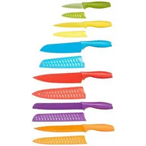 Amazon Basics 12-Piece Color-Coded Knife Set