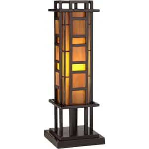 Robert Louis Tiffany Prairie Style Mission Rustic Pillar Accent Table Lamp