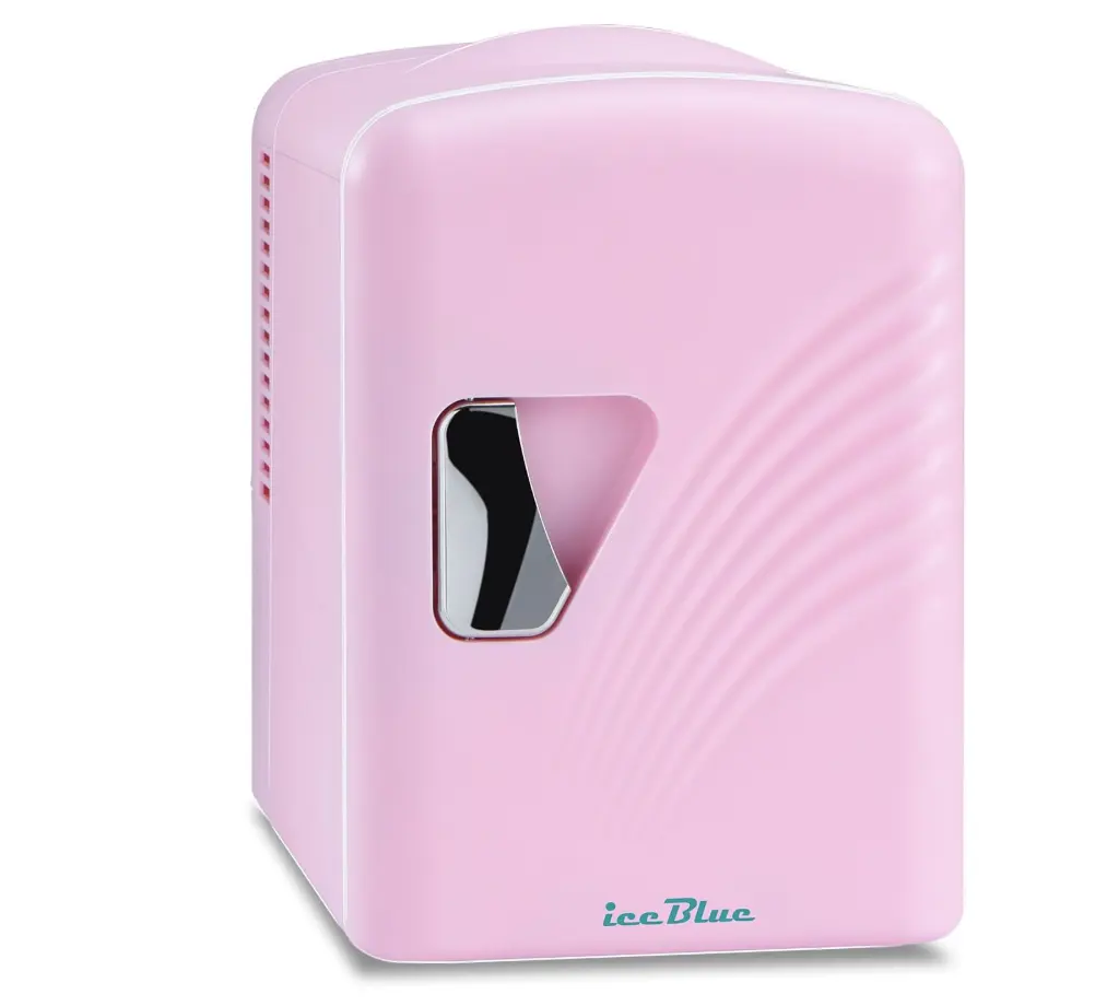 Iceblue Skincare Fridge, 4L/6 Can Retro Mini Fridge for Bedroom, 110V AC/ 12V DC Refrigerator Cooler & Warmer for Car, Office & Dorm, Small Fridge for Cosmetics, Skin Care-Pink