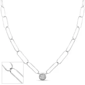 1-tcw. 18" Moissanite Necklace with Sterling Silver Paperclip Chain