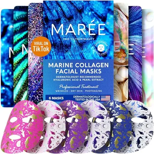 火爆TikTok！MAREE 胶原蛋白面膜，6 片装