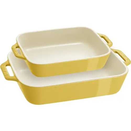 STAUB Stoneware Gratins 陶瓷矩形烘焙套装,砂锅盘,2 件,柠檬黄,2 件
