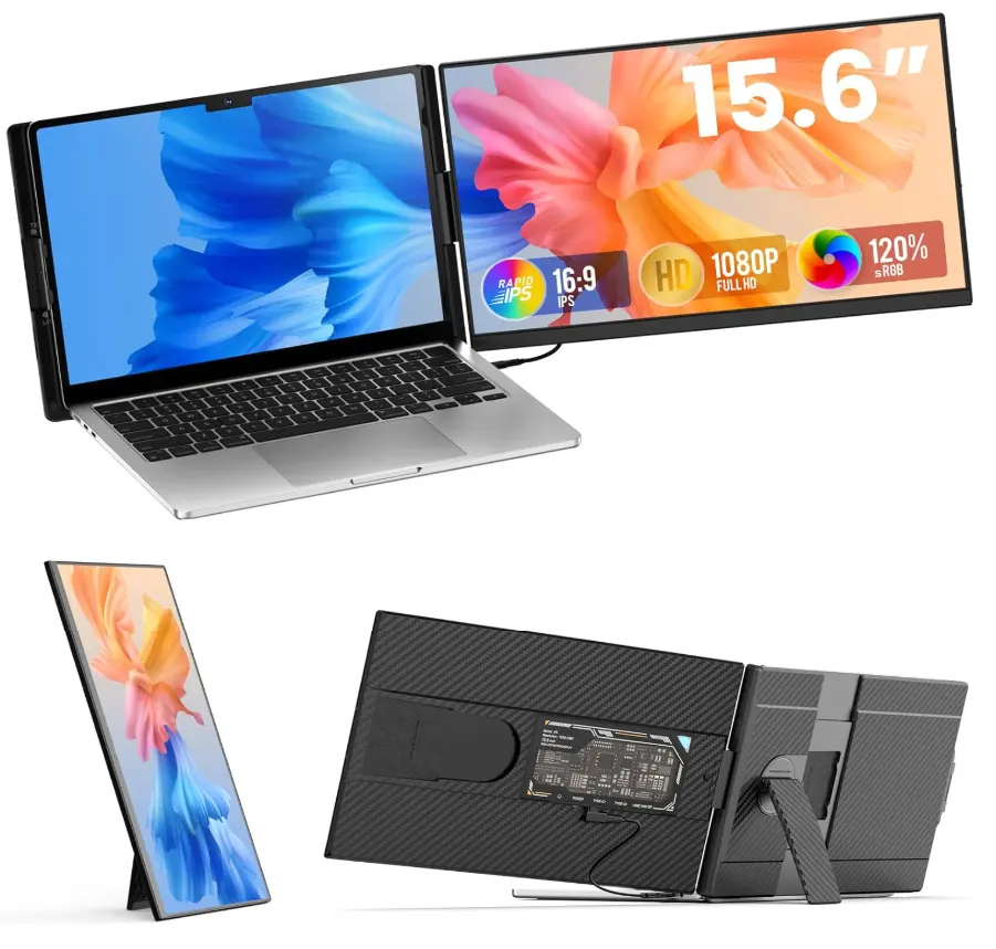 实用好物，超好价！UK BONITOYS 15.6 英寸 1080P FHD 120% sRGB 便携式显示器，可拓展笔记本电脑屏幕，兼容 Windows、Mac、Chrome等，现半价仅售$99.99免运费！