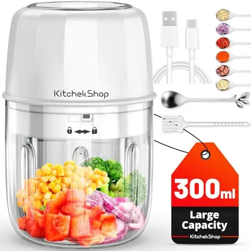 KitchekShop电动食品研磨机,便携式无绳迷你食品处理器