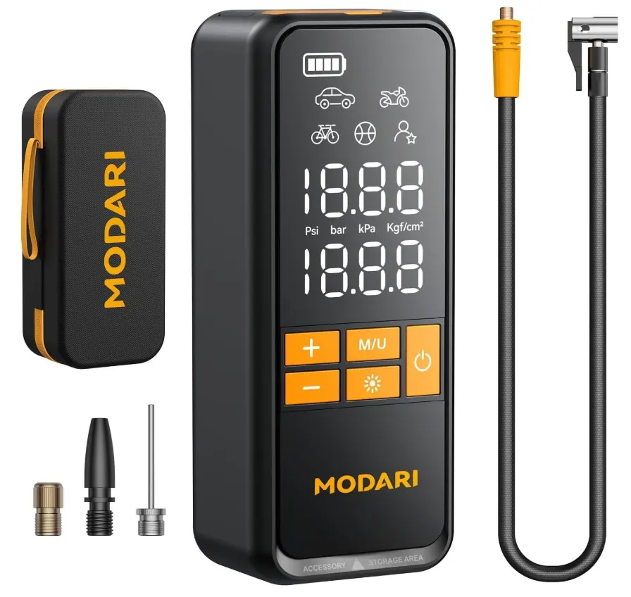 实用好物，白菜价！MODARI 160 PSI 无绳便携式汽车轮胎充气机, 可提升充气速度5 倍，内置磁性存储装置，可自动关闭，折上折后仅售$17.84 （79% OFF）！