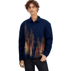 Sun + Stone Men's Milas Scenic 100% Cotton Jacquard Overshirt