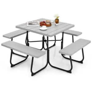 Outdoor Picnic Table with 4 Benches