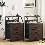 2-pack Travison Nightstands with 3 Drawers & Outlets