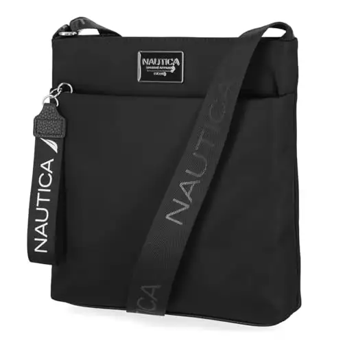 Nautica 女式尼龙斜挎包, 黑色珐琅