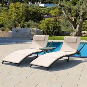 Ebern Designs Raminez 3-Piece 81" PE Rattan Foldable Patio Chaise Lounge Set