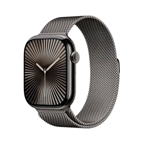 Apple Watch 系列 10 [GPS + 蜂窝 46 毫米外壳] 智能手表带板岩钛合金表壳 - S/M. 健身追踪器,ECG 应用程序,始终在线视网膜显示屏,碳中性