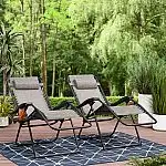 2-Count Mainstays Reclining Zero-Gravity Sling Outdoor Lounge Chair with Cup Holder