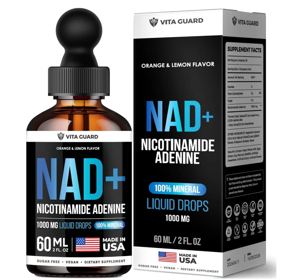 补充能量抗衰老！Vita Guard纯 NAD+ 补充剂，1000 毫克液体滴剂，天然柠檬橙子味，折上折后仅售$10.33 免运费！