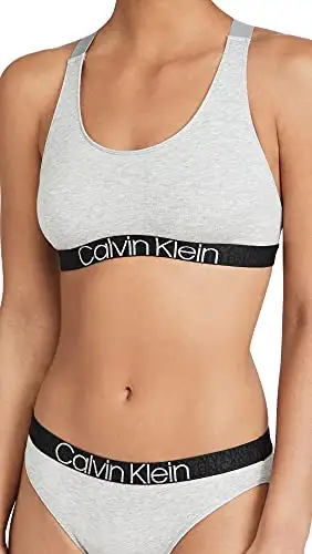 Calvin Klein 女式舒适无衬里文胸, 杂灰色, 大